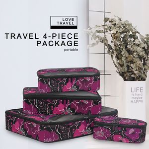Ensemble de 6 organiseurs de voyage avec motif floral rose, doublure en maille et fermeture éclair, sacs de voyage et cubes de compression - Product Image 3