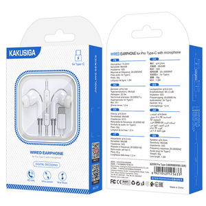 Audífonos Intrauditivos Kakusiga Tipo C Blancos con Micrófono, Longitud de 1.2 m - Product Image 3
