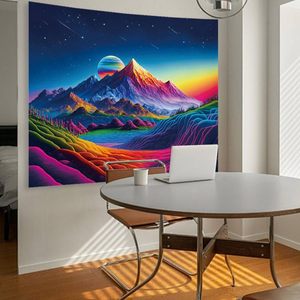 Personnalisé UV Réactif Soleil Nature Forêt Tapisseries Blacklight Affiches Tenture Murale pour Salon Dortoir Motif Imprimé - Product Image 4