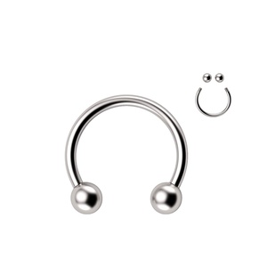 Fashion 316L Surgical Stainless Steel Jewelry 3mm <strong>Ball</strong> Horseshoe <strong>Nose</strong> <strong>Ring</strong> C Clip BCR Septum Lip Hoop Jewelry for Women and Men - Product Image 1