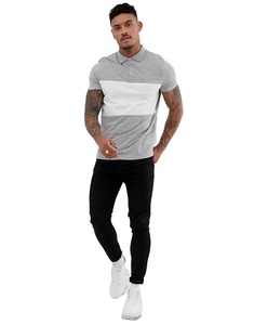 Camiseta de empalme de Color para hombre, Polo de algodón piqué de 210g, camiseta lisa personalizada, 100% algodón, venta al por mayor - Product Image 1