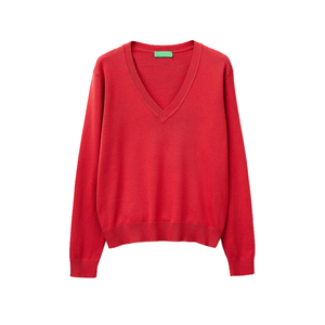 Pull décontracté d'hiver pour femmes, col en V, taille plus, tissu en laine/viscose, confort total, tailles étendues, design élégant et discret - Product Image 1