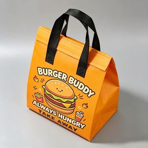 Sac de livraison alimentaire isotherme personnalisé en PP non tissé, imperméable et laminé, pour la livraison rapide de repas à emporter et l'emballage de déjeuners. - Product Image 6