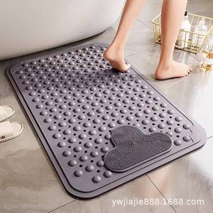 Alfombrilla de Baño Antideslizante de TPE Sólido Beige con Orificios de Drenaje, Ventosas, Lavable a Máquina, Diseño Moderno, Alfombrilla de Ducha para <span class=keywords><strong>Masaje</strong></span> de Pies, Alfombrilla para Bañera - Product Image 2