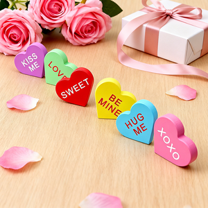 ของตกแต่งรูปหัวใจไม้หลากสี 1 ชิ้น พร้อมสัญลักษณ์วันวาเลนไทน์ เหมาะสำหรับมื้อค่ำวันวาเลนไทน์ งานปาร์ตี้สไตล์วินเทจ - Product Image 1