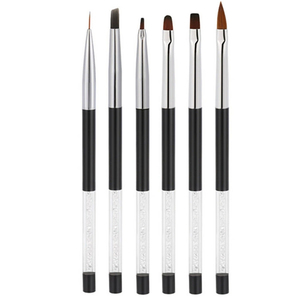 Ensemble de pinceaux à ongles en nylon, pinceau plat pour effet halo, stylo de coloration, pinceau de gravure pour cristaux, pinceau liner pour gel UV, peinture florale, manucure - Product Image 1