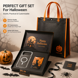 Sac fourre-tout d'Halloween personnalisé en non-tissé avec impression de logo, sac cadeau réutilisable et écologique, disponible en noir, orange, violet et blanc - Product Image 3