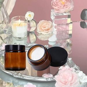Frosted Amber Glass Cream Jars Screw <b>Cap</b> Custom Logo Skin Care Serum & Lip <b>Scrub</b> Cosmetic Refills 5ml-100ml Sizes - Product Image 4