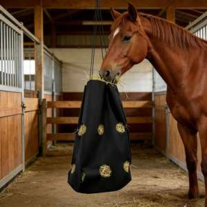 <b>Hay</b> Slow Feed <b>Bag</b> Durable 600D Polyester Fabric Large Capacity Hanging Feeder for Horses Goats and Livestock Farm Use - Product Image 1