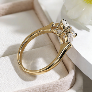 Custom 18K Gold Lab Grown Diamond Engagement Ring with Three Accent <b>Stones</b> Oval Cut 2ct/0.5ct 3.5g IGI Certified Unisex - Product Image 5