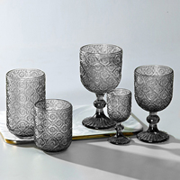 Verres à vin en verre gaufré StarLuckINT, gobelets en cristal coloré vintage, verres à pied long romantiques pour mariage et fête