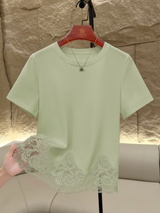 2025 Top estivo francese in pizzo forato New Age-riducer alla moda a manica corta <span class=keywords><strong>elegante</strong></span> da donna a manica corta <span class=keywords><strong>bianca</strong></span> a maniche corte - Product Image 6