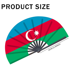 Abanicos Plegables de Bambú con la Bandera de Azerbaiyán al por Mayor, Abanico de Mano para Carnaval, Boda, Festival, Fiesta, Agencia de Viajes - Product Image 2