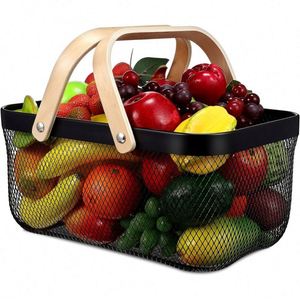 Metal Mesh Steel <b>Basket</b> with Handles Farmhouse Style <b>Wire</b> <b>Basket</b> Pantry Organization and Storage for Cabinets Pantry Closets - Product Image 1
