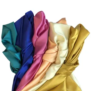 100% polyestersatin paket çanta özelleştirilmiş Colorsatin elbise Charmeuse ipek saten