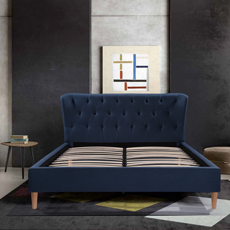 Dark grey fabric queen upholstered modern king bed frame Storage bed