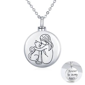 Colgante de plata de ley 925 <span class=keywords><strong>para</strong></span> collar, joyería con urna de cremación de gato y mascota, recuerdo conmemorativo de "Forever in My Heart" - Product Image 2