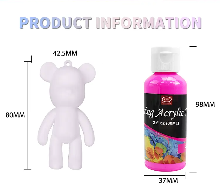 Teddy Giant White Solid Ceramic Art Set fai da te Arylic Violent acrilico Poring 3D Bear Fluid Paint