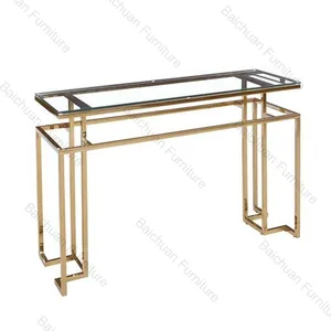 Muebles de interior de oro de acero inoxidable consola mesas de café de mesa de té a casa de muebles de diseño italiano, mesa de consola