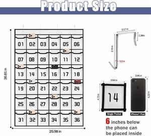Organizador de Pared Blanco con 36 Bolsillos Numerados para Colgar en el Aula, para Guardar Herramientas del Maestro y Suministros para Teléfonos Celulares - Product Image 2
