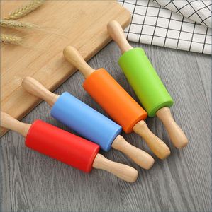 Custom Different Color Rolling Pins <b>Baking</b> Tool Wooden Handle Nonstick <b>Silicone</b> Mini Christmas Dough Rolling Pin - Product Image 2