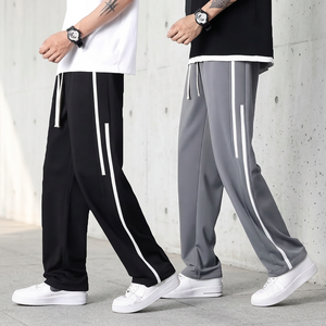 Straight Leg Men's 100% Polyester Casual Mid Waist Embroidered Eco-Friendly Breathable Regular Fit Drawstring Heavyweight - Product Image 3