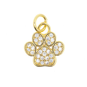 Moda Animal Metal gato perro oso pata colgante CZ circón chapado en oro collar llavero accesorios para mujeres DIY fabricación de joyas - Product Image 3