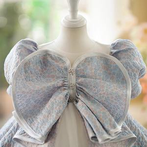 高档提花面料甜美婴儿舞会礼服学步儿童派对分层服装花童婚纱 - Product Image 4