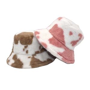 Fashion Cow Print Plush Fisherman Winter Soft Warm Casual <b>Faux</b> <b>Fur</b> Fuzzy Fluffy <b>Bucket</b> <b>Hat</b> Ski Travel Party - Product Image 3