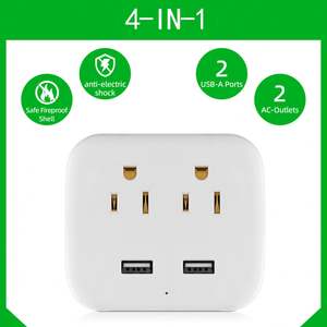 Regleta <span class=keywords><strong>de</strong></span> Enchufes Eléctricos <span class=keywords><strong>de</strong></span> Alta Calidad con Enchufe Estadounidense, 2 Tomas <span class=keywords><strong>de</strong></span> Corriente y 2 Puertos USB para el Hogar y la Oficina, Protector <span class=keywords><strong>de</strong></span> Sobretensión - Product Image 3