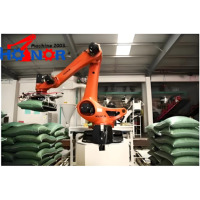 Robot empileur de sacs automatique en acier inoxydable contrôlé par PLC, pour sacs de ciment de 20 kg à 50 kg, dépalettiseur motorisé automatisé