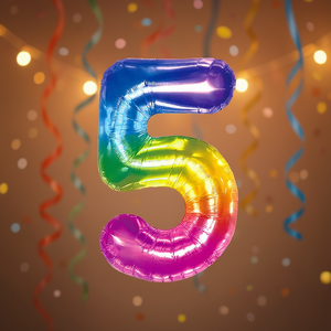 Party Love Number 5 <b>Balloon</b> 100cm Multicolor Foil Birthday Party <b>Decoration</b> - Product Image 2