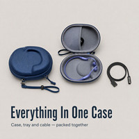 Étui de rangement rigide OEM pour écouteurs, pochette de transport portable pour casque avec poche en filet et dragonne, logo personnalisé