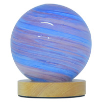 Lampe de Chevet Nordique en Céramique pour Chambre à Coucher, Lampe de Nuit en Verre pour Ambiance Sommeil, Lampe de Projection Étoilée Lune Planètes, sur Batterie
