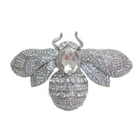 Broche en alliage avec strass multicolores de 60 mm, motif abeille, pour bijoux de mode