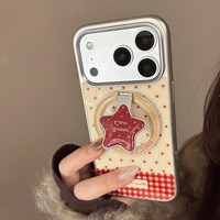 Coque de téléphone magnétique avec support intégré, design étoile rouge assorti, pour Apple 17 Pro Max, iPhone 16, 13, 15, 14, finition galvanisée