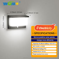 Applique murale solaire moderne 1000LM pour extérieur, étanche IP65, en ABS, éclairage LED solaire mural, double capteur pour jardin