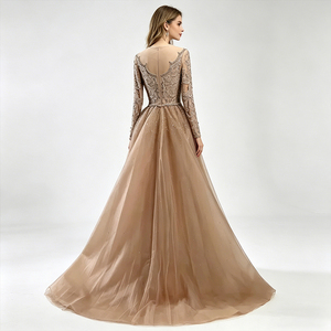 OEM Nude Luxury Muslim Mermaid Evening <strong>Dresses</strong> Gowns Beaded Overskirt Elegant for Women Party - Product Image 6