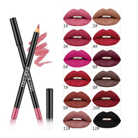 Lot de 2-en-1 : Brillant à lèvres et crayon à lèvres, assortiment de styles variés, fini mat, non-transférable, hydratant, kit de maquillage pour les lèvres avec boîte colorée