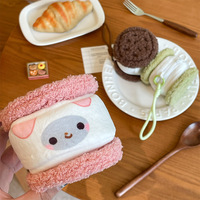 Monedero de Felpa con Estampado de Animales, en Forma de Galleta, Mini Bolsa Suave para Monedas con Cordón para Guardar Pequeños Accesorios