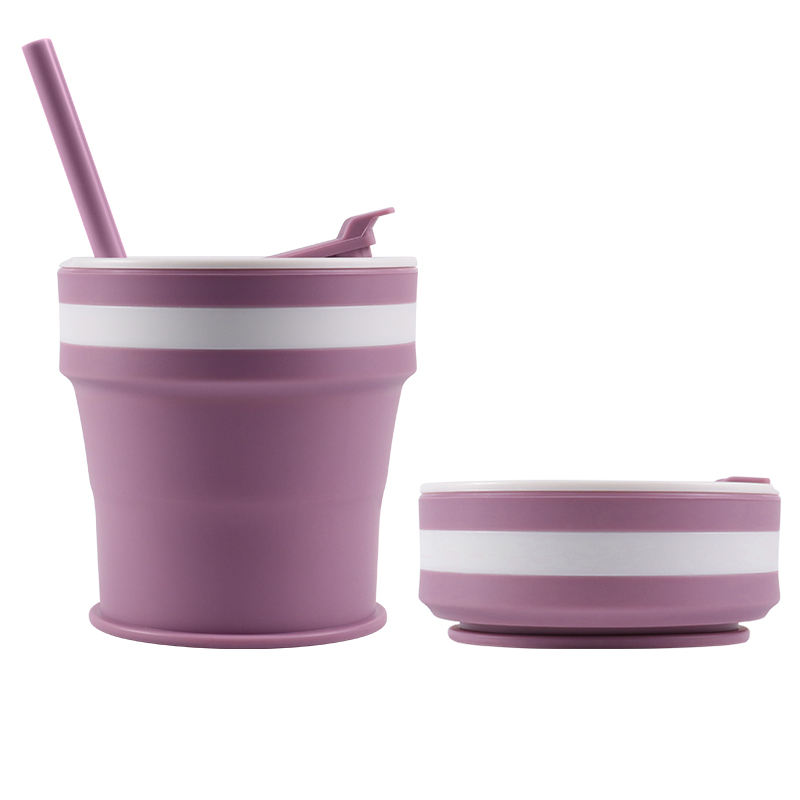 Purple with lid&straw