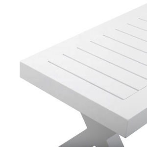 Nouvelle banquette moderne en <span class=keywords><strong>aluminium</strong></span> <span class=keywords><strong>blanc</strong></span> pour l'extérieur, patio, <span class=keywords><strong>jardin</strong></span>, parc, 3 places - Product Image 4