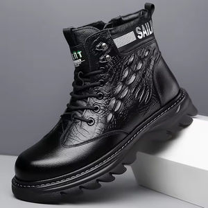 Bottes Chelsea classiques de luxe pour hommes, imperméables, à lacets, habillées, formelles, respirantes, semelle souple, pour le bureau, les réunions, le quotidien - Product Image 1