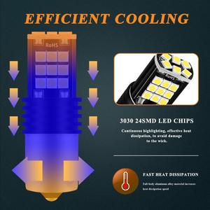 หลอดไฟเบรค LED สำหรับรถยนต์, ใหม่1156 BA15S Bau15s 1157 BAY15D T20 7443 24SMD 3030 - Product Image 4