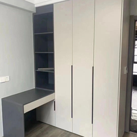 Armoire minimaliste à étagères ouvertes en MDF blanc, ivoire, gris moderne, noyer rustique pour chambre d'hôtel