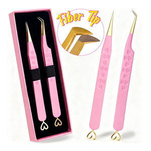 <span class=keywords><strong>Pince</strong></span> à Épiler Marque Blanche à Pointe en Fibre, Forme en L, 45 et 90 Degrés, pour Extension de Cils et Cils Volume - Product Image 3