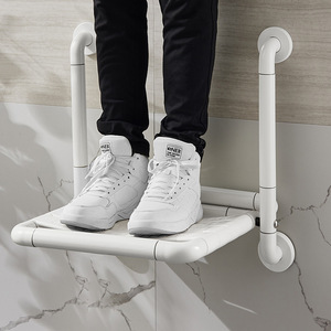 Bathroom Folding Shower Seat Wall Mounted Non Slip <b>Plastic</b> Safety <b>Stool</b> For Seniors 150 Kg Capacity Modern Design - Product Image 3