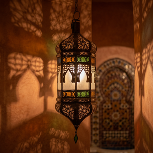 Lanterne suspendue marocaine en métaux délicats, métal et verre, style antique, lampe décorative pour Noël et la maison DL-080 - Product Image 3