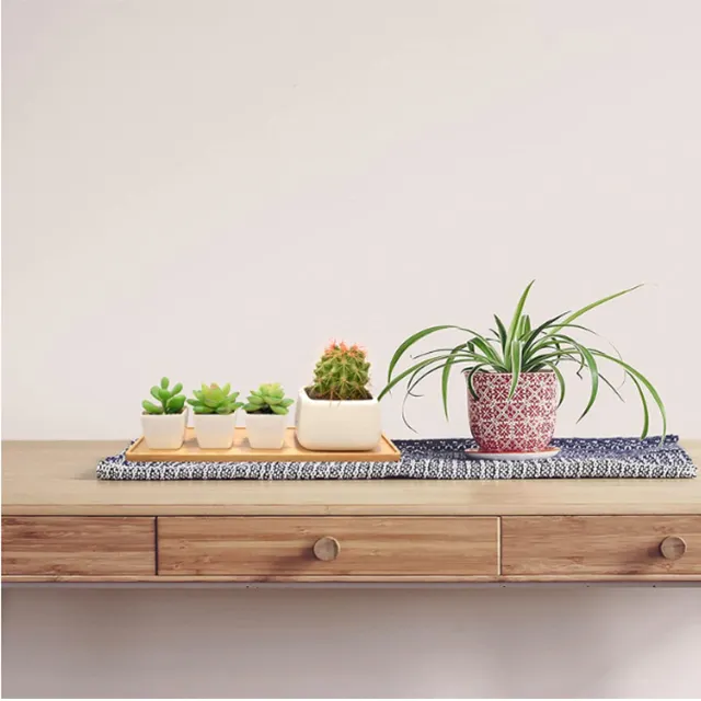 Vente en gros jardinière succulente longue rectangulaire moderne minimaliste pot en céramique blanche avec soucoupe dans la fenêtre de la maison