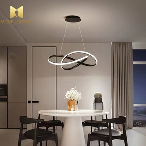 Lustre double anneau en silicone, style nordique minimaliste, design créatif américain, luxe léger, pour restaurant, cuisine, salon et chambre - Product Image 4